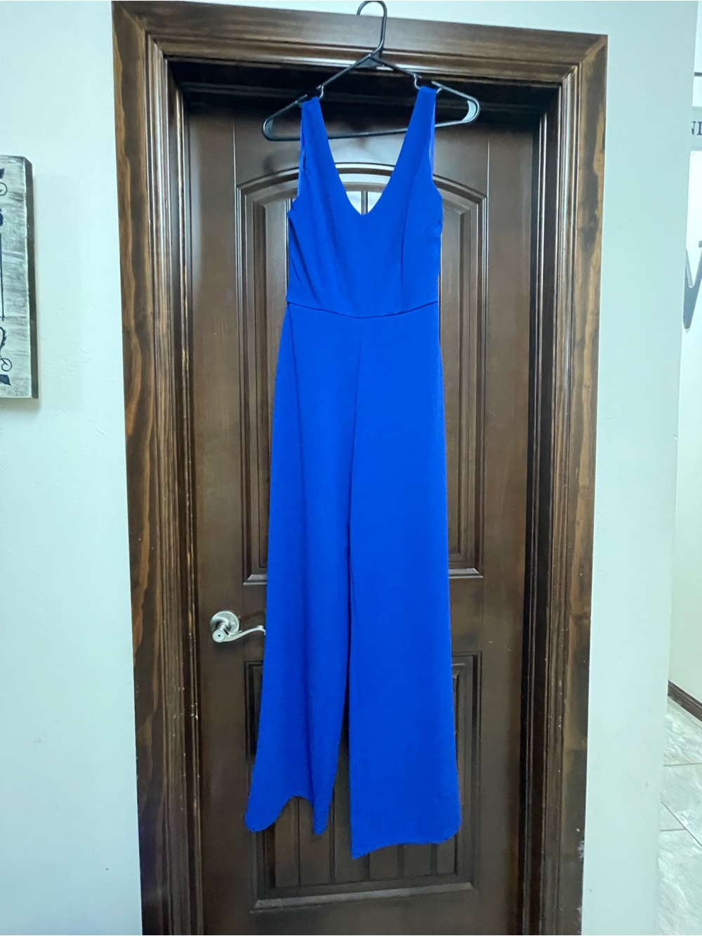 Women’s Royal Blue V-Neck Wide-Leg Jumpsuit
